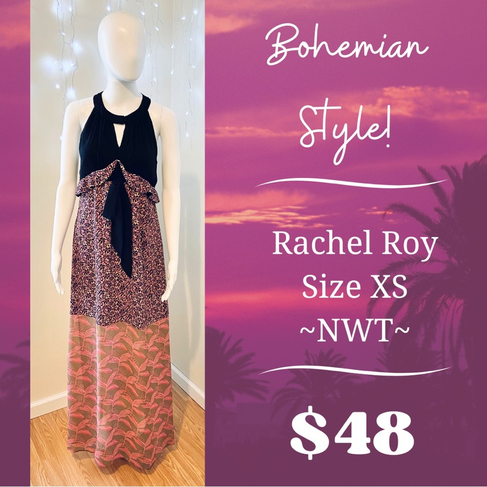 Rachel Roy Memory Motel Women’s Boho Pink Rose Maxi Dress